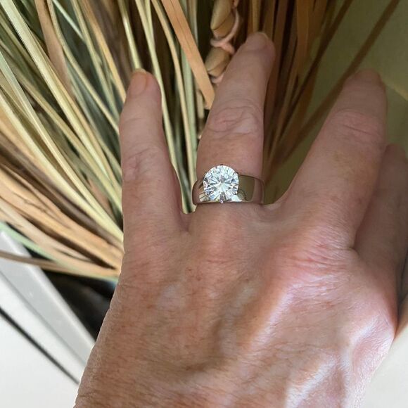 High Polished Stainless Steel AAA Grade CZ Ring Size 7,8,9 - Picture 2 of 4